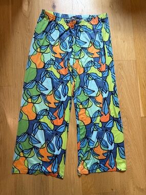 Lesley Evers Multicolor Leaf-Print Cozy Pants